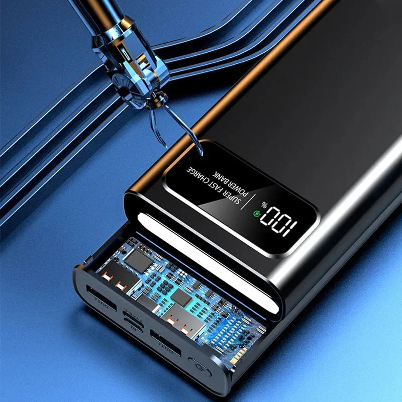 Xiaomi 200000mAh power bank with 120W fast charging, LED display, and high capacity for phones.