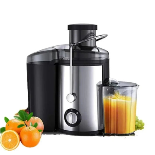 IMESA Juicer for home use. Juice and pulp separate automatically. Made of stainless steel. Works with fruits and vegetables.