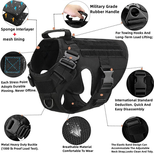 Tactical Military Vest Pet German Shepherd Golden Retriever Tactical Training Dog Harness and Leash Set All Breeds Dogs